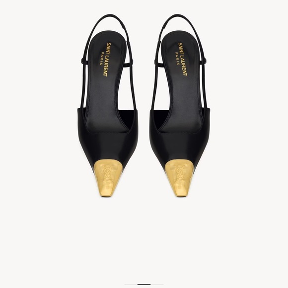 JEANNE SLINGBACK PUMPS IN SMOOTH LEATHER
BLACK AND GOLD - Picture 1 of 4
